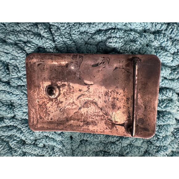 VINTAGE NATIVE STERLING SILVER TURQUOISE CORAL INLAY BELT BUCKLE CLOSEUPS main image 7